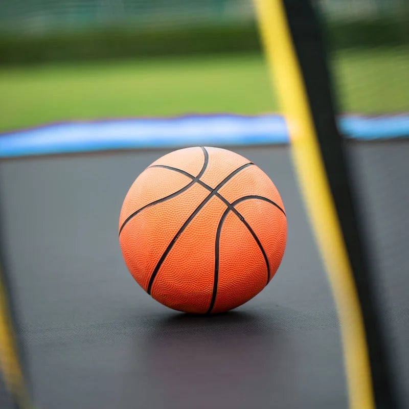 10FT Trampoline With Basketball Hoop Inflator And Ladder, Blue