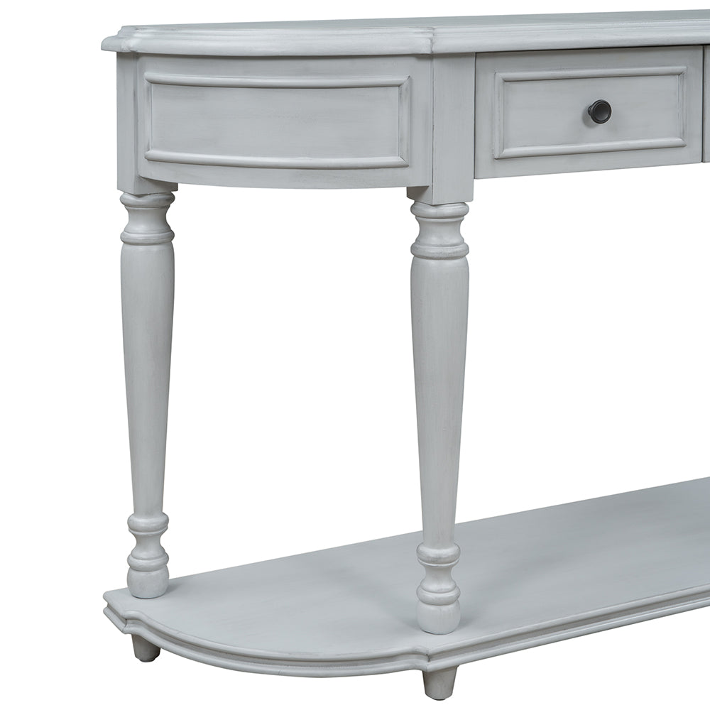 Curved Console Table with Drawers and Shelf