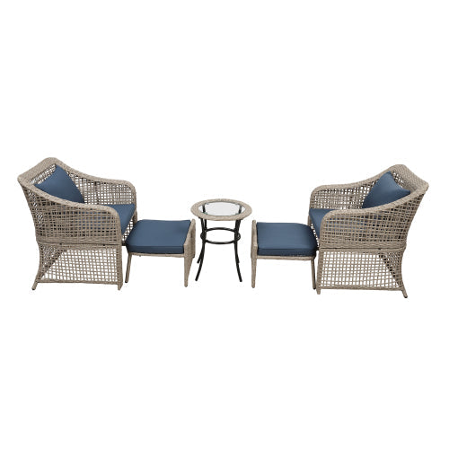 5pcs Patio Furniture Set Rattan Wicker Chairs Set