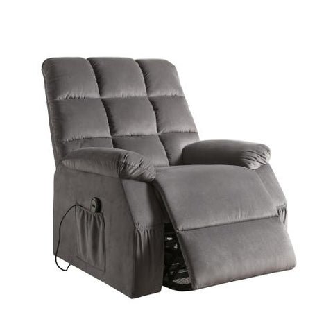 Velvet Sofa Recliner w/Power Lift & Massage, Gray