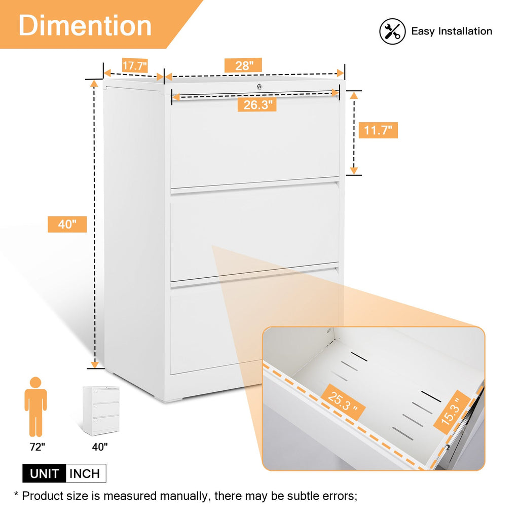 3 Drawer Folding Lateral File Cabinet