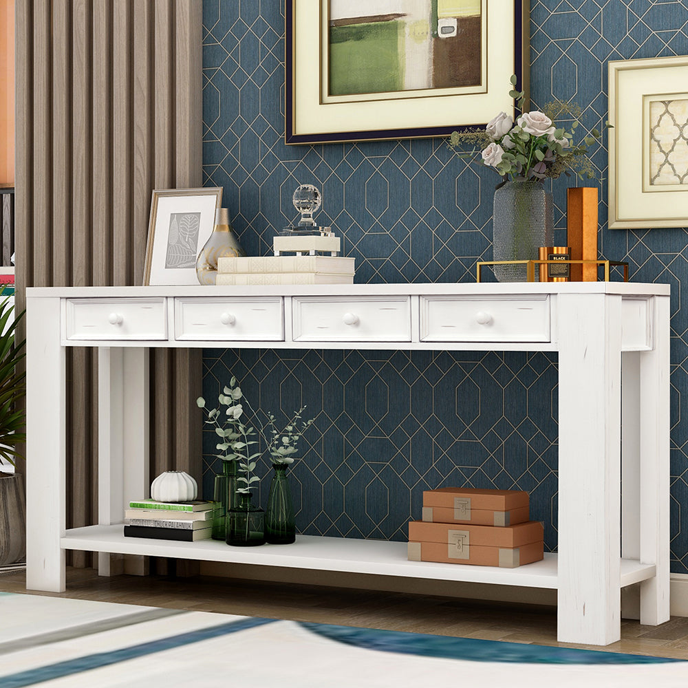 Console Table with Storage Drawers and Shelf