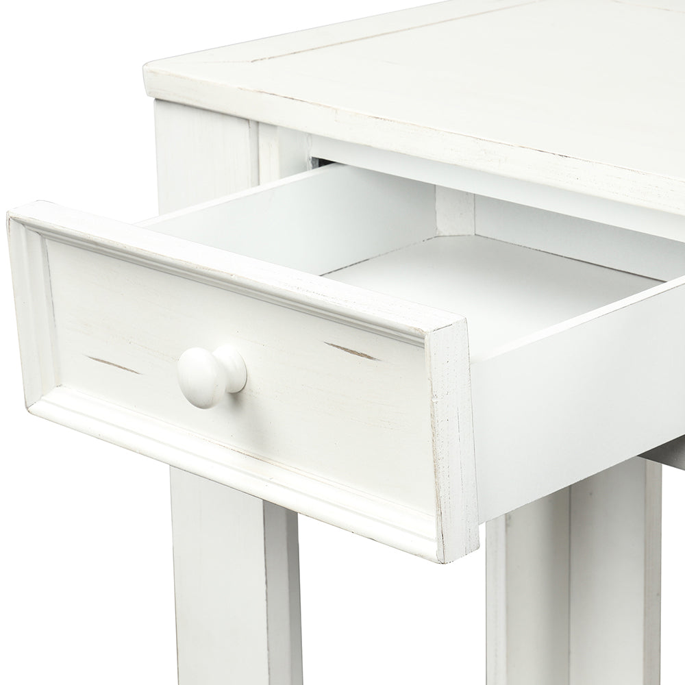 Console Table with Storage Drawers and Bottom Shelf ( Antique White)