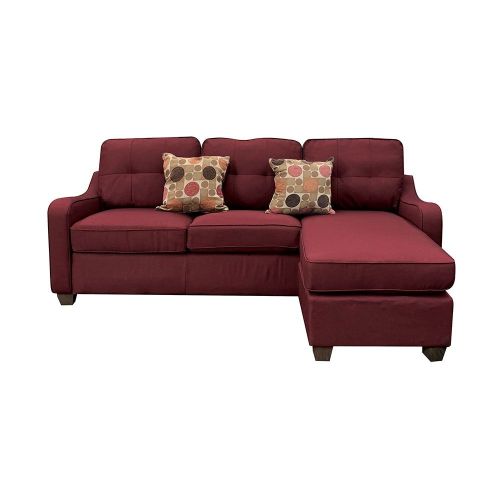 3 Seaters Sectional Sofa W/2 Pillows, Red Linen