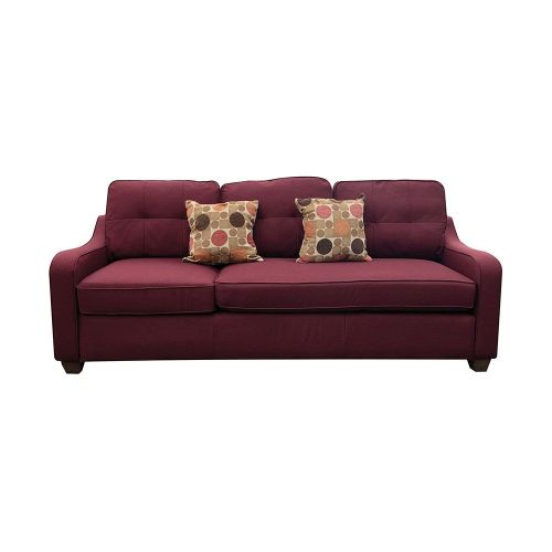 3 Seaters Sectional Sofa W/2 Pillows, Red Linen