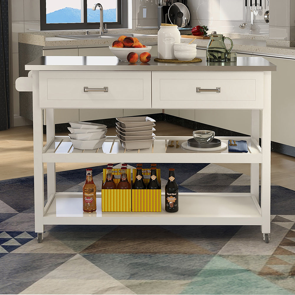 Serving Cart with Drawers and Shelves