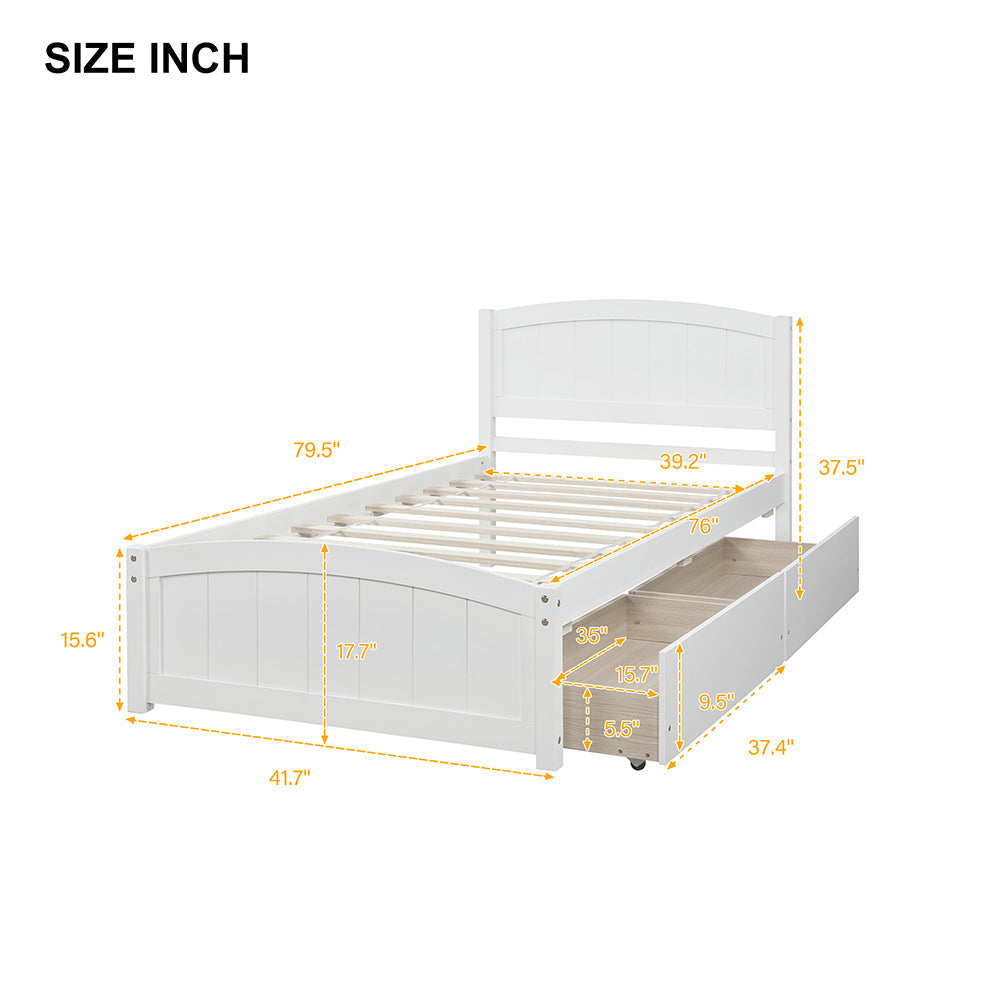 Twin size Platform Bed with Two Drawers