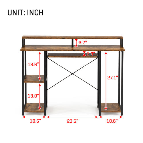 Computer Desk with Keyboard Tray, Rustic Brown