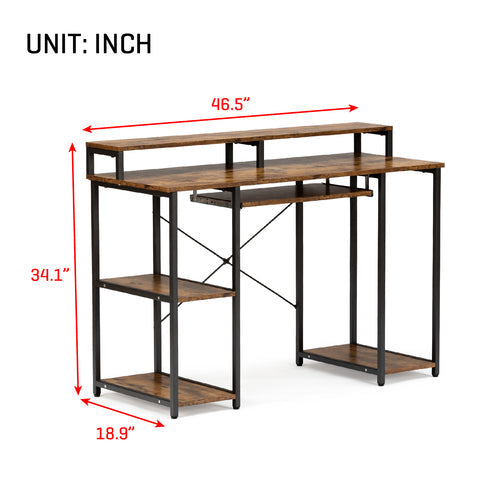 Computer Desk with Keyboard Tray, Rustic Brown