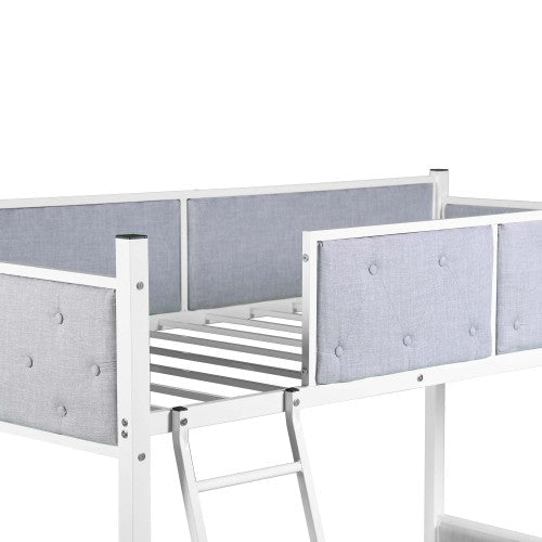 Upholstered Twin over Twin Bunk Bed, Gray