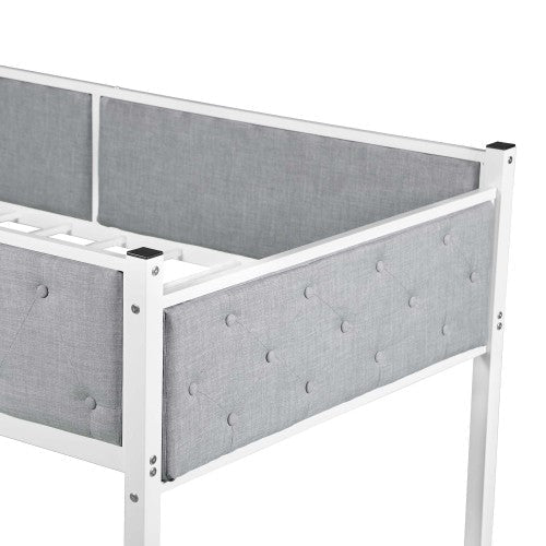 Upholstered Twin over Twin Bunk Bed, Gray