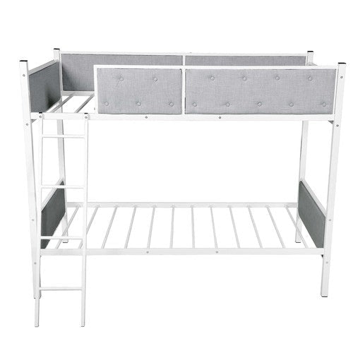 Upholstered Twin over Twin Bunk Bed, Gray