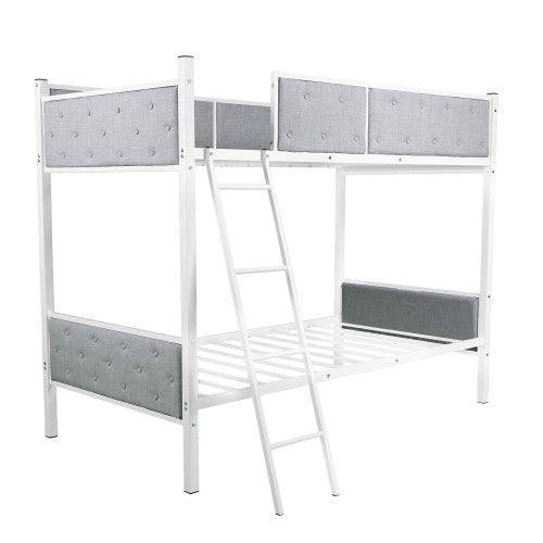 Upholstered Twin over Twin Bunk Bed, Gray