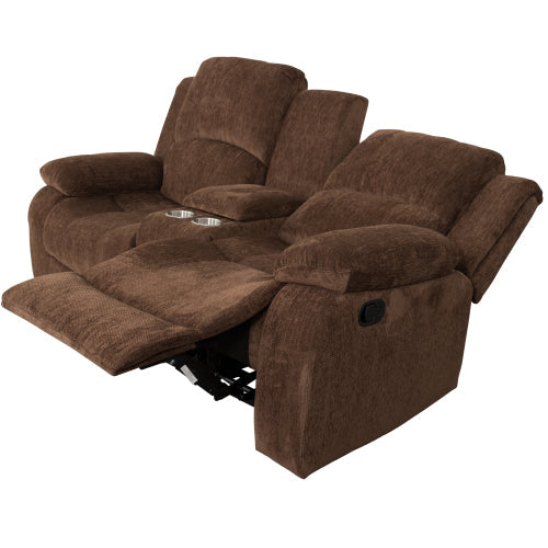 Love Seats Soft Chenille Fabric Sofa Recliner, Brown