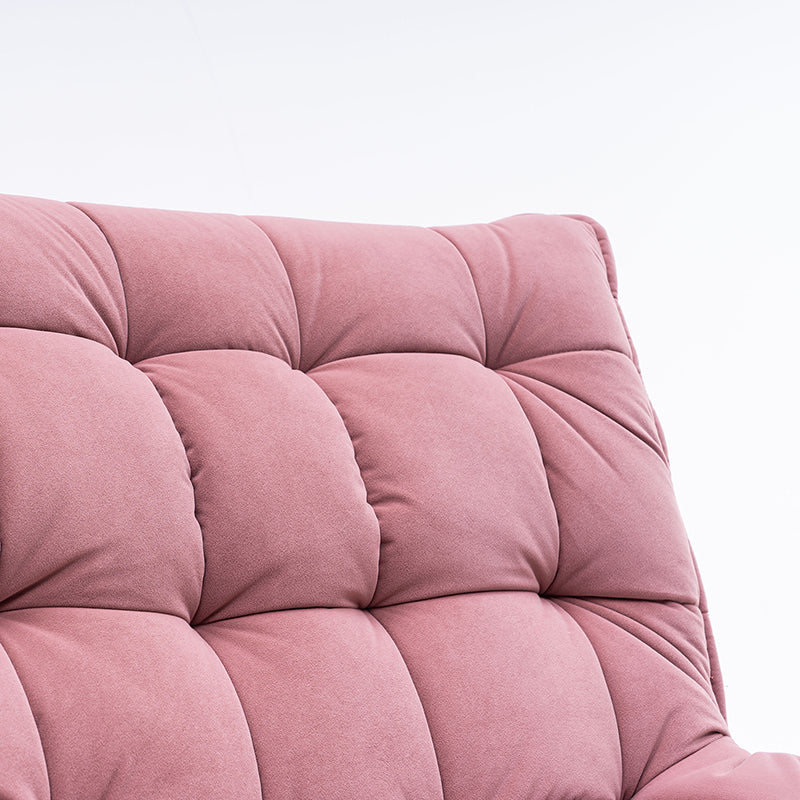 Soft Velvet Upholstered Armchair Leisure Sofa Chair With Ottoman, Pink