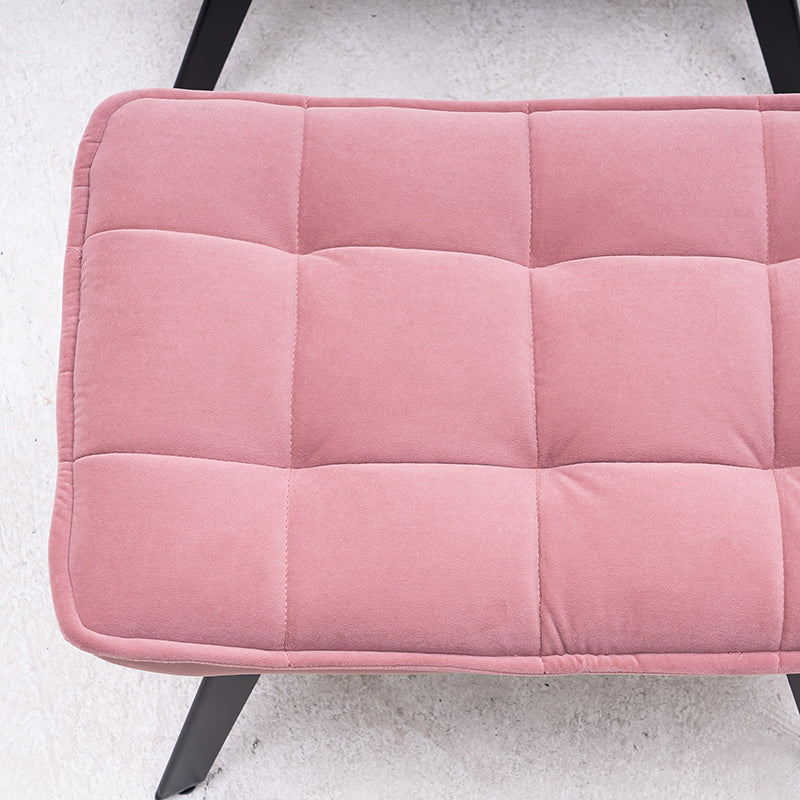 Soft Velvet Upholstered Armchair Leisure Sofa Chair With Ottoman, Pink