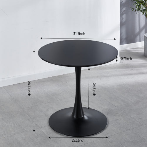 Modern Round Pedestal Dining Table, Black