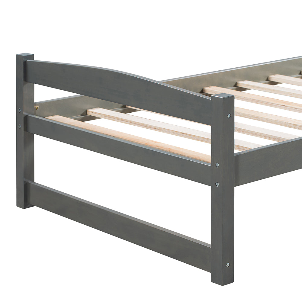 Wooden Twin Size Daybed with Trundle, Gray