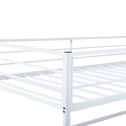 Twin Metal Loft Bunk Bed with Desk, Ladder and Guardrails, White