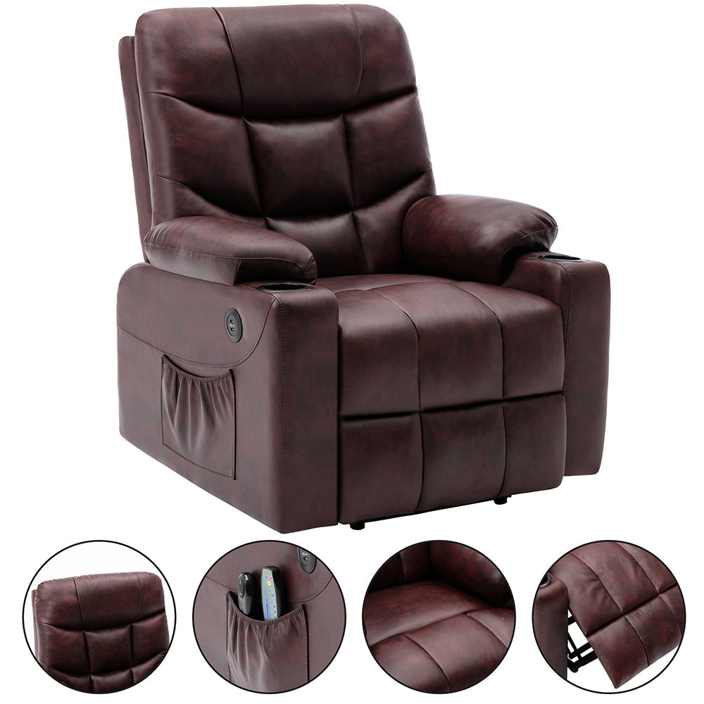 Power Lift Recliner Chair PU Leather Sofa with Massage