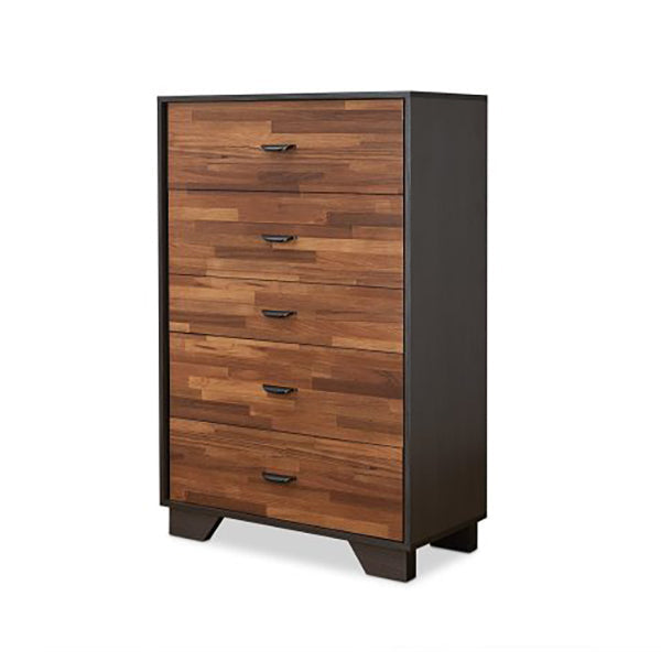 47'' Tall Solid Wood 5 - Drawer Chest Cabinet, Walnut & Espresso