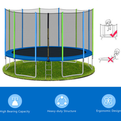 16FT Trampoline for Kids with Safety Enclosure Net, Ladder