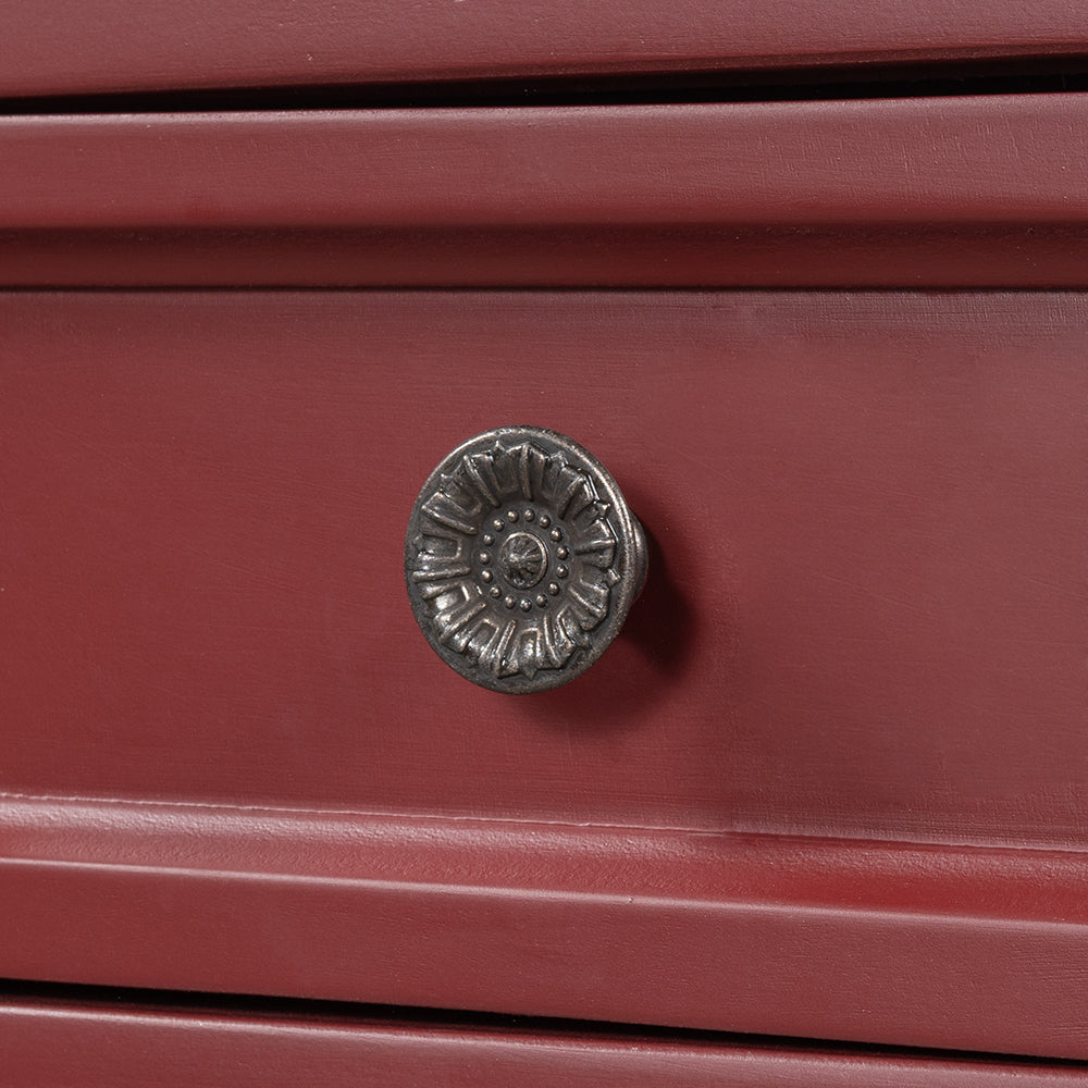 Console Table with 7 Drawers, 1 Cabinet and 1 Shelf, Red