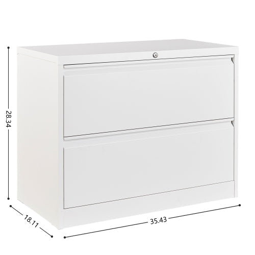 Steel Lateral File Cabinet with 2 -Drawer, White