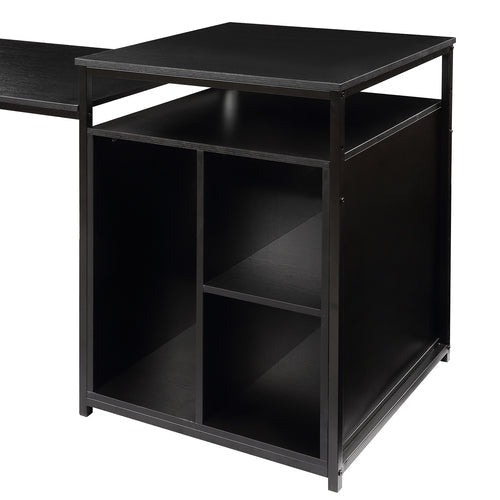 Home Office Computer Desk with Storage Shelf, Black