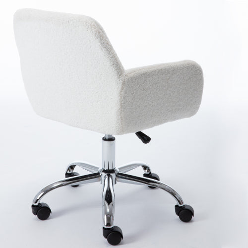 Height Adjustable Faux Fur Office Chair, White