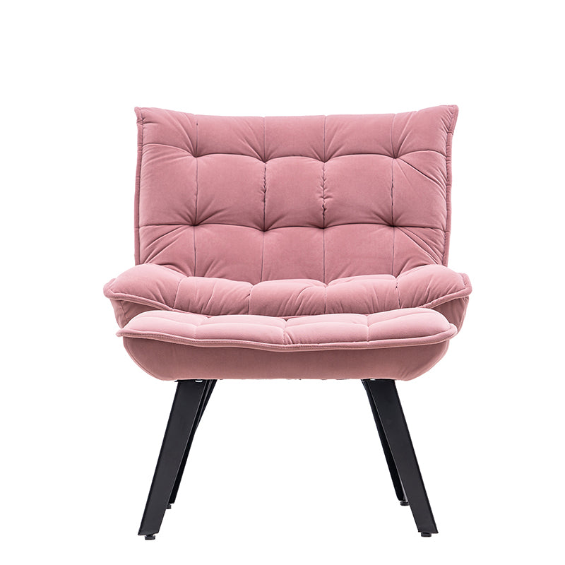 Soft Velvet Upholstered Armchair with Ottoman