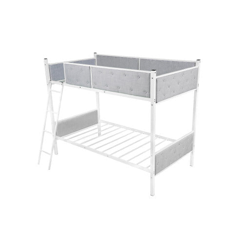 Upholstered Twin over Twin Bunk Bed, Gray