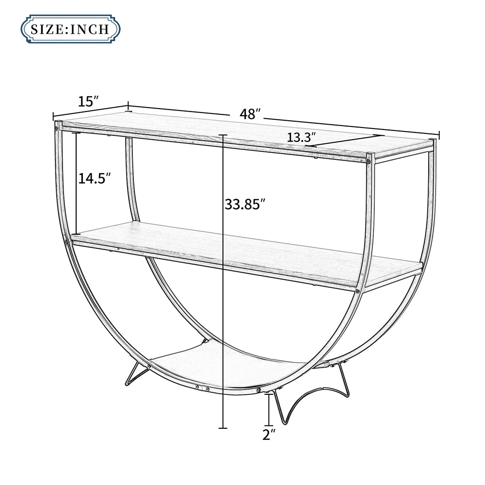 Demilune Console Table with Shelf