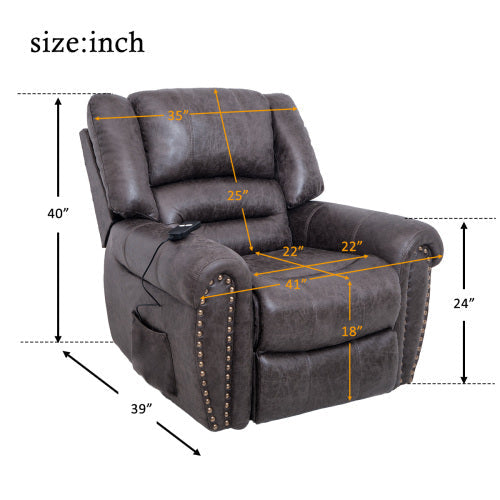 Heavy-Duty Power Lift Recliner Sofa Chair, Smoky Brown