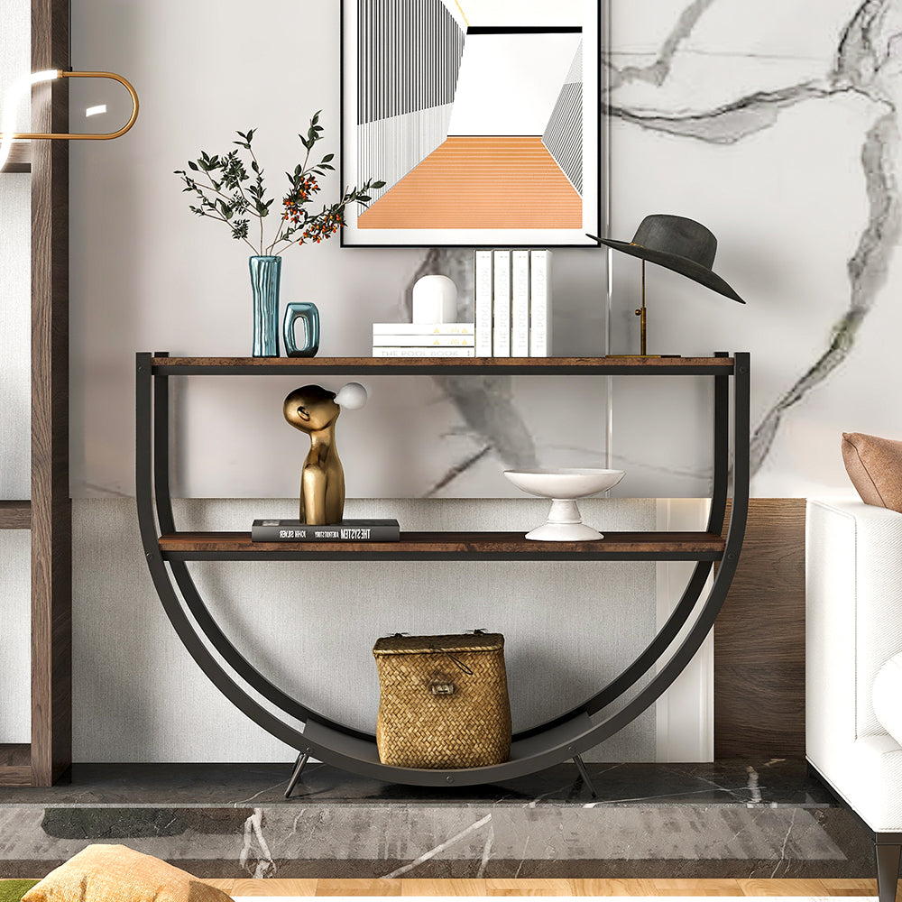 Demilune Console Table with Shelf