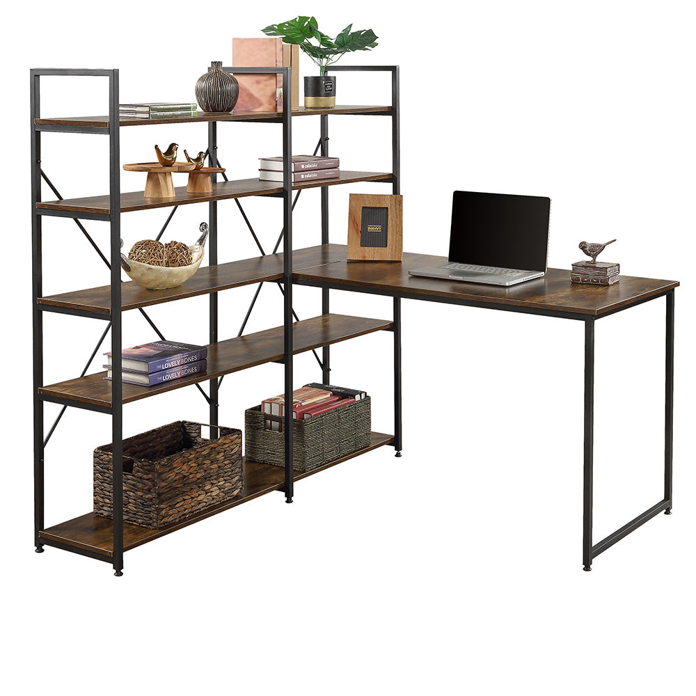 Large Computer Desk with 5-tier Hutch Bookshelf