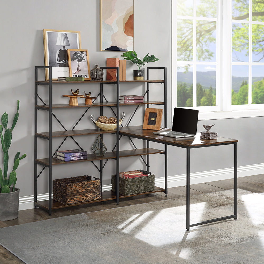 Large Computer Desk with 5-tier Hutch Bookshelf