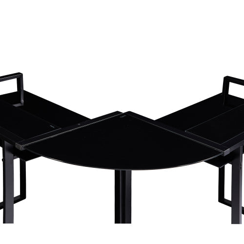 L-Shaped Corner Glass Workstation Desk, Black