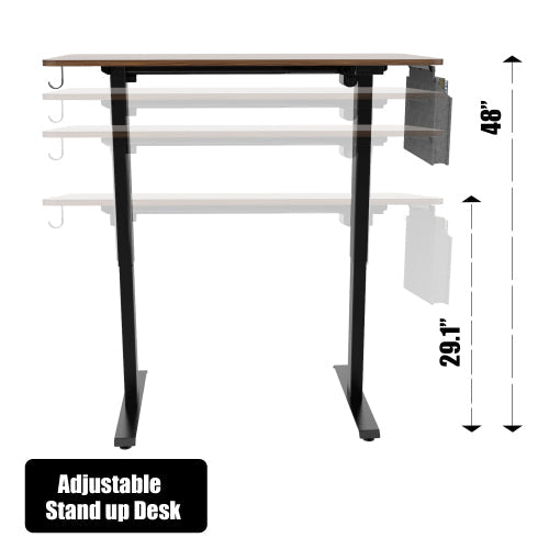 Height Adjustable Electric Standing Desk with Headset Hook and Storage Bag