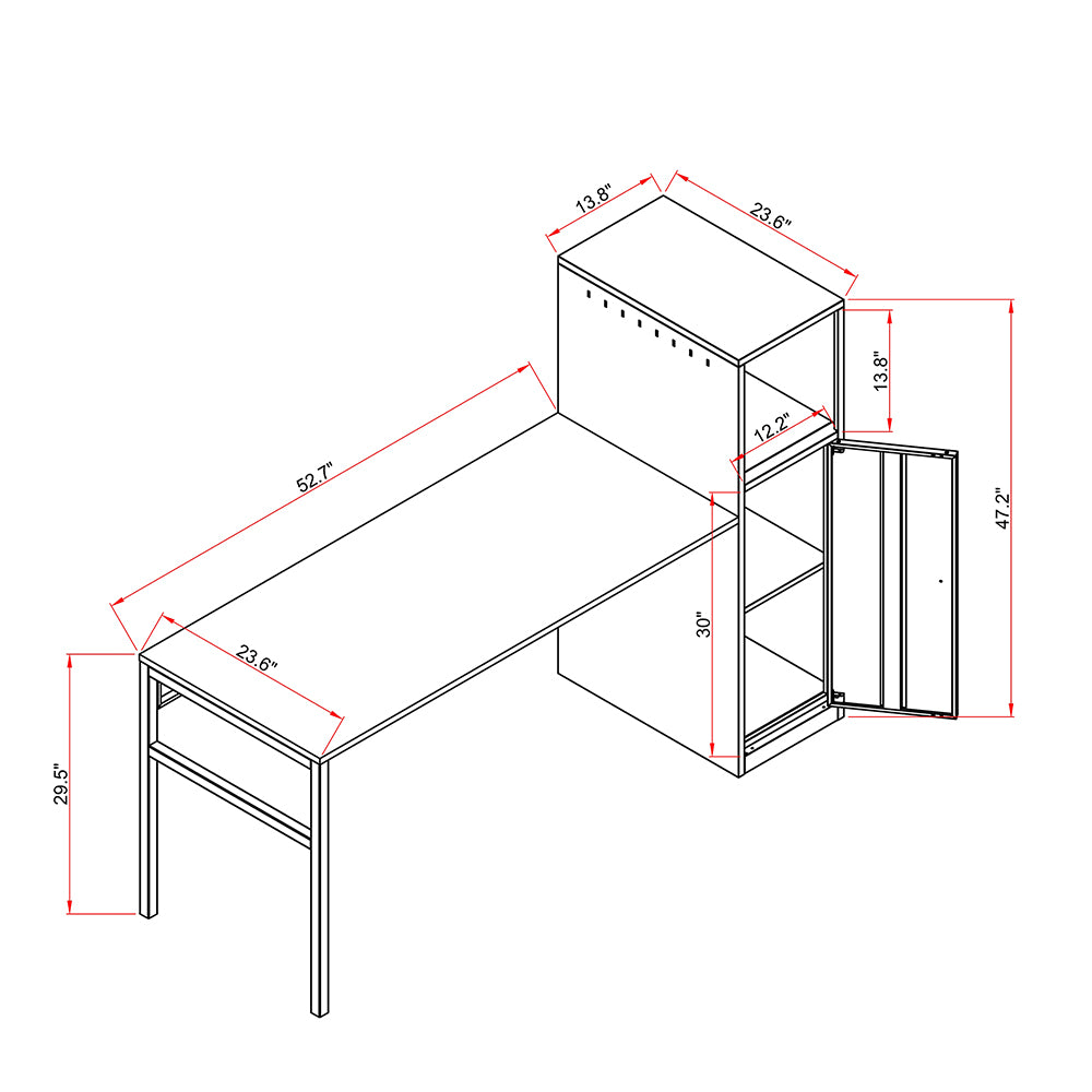 Metal Storage File Cabinet with Desk