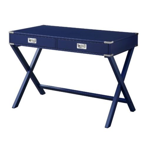 Modern Rectangular Writing Desk, Navy Blue Finish