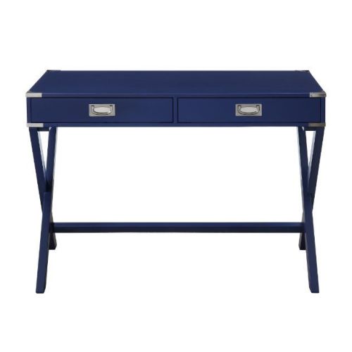 Modern Rectangular Writing Desk, Navy Blue Finish