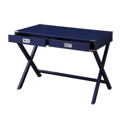 Modern Rectangular Writing Desk, Navy Blue Finish