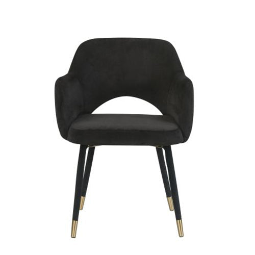 Modern Lounge Arm Chair, Black Velvet & Gold