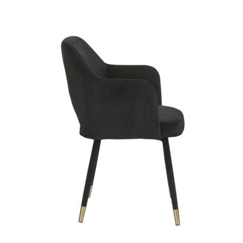 Modern Lounge Arm Chair, Black Velvet & Gold