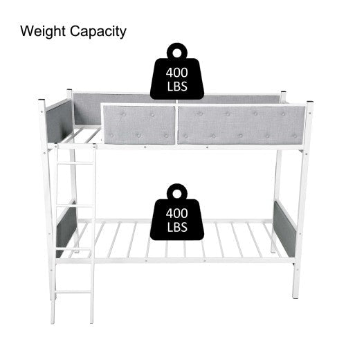 Upholstered Twin over Twin Bunk Bed, Gray