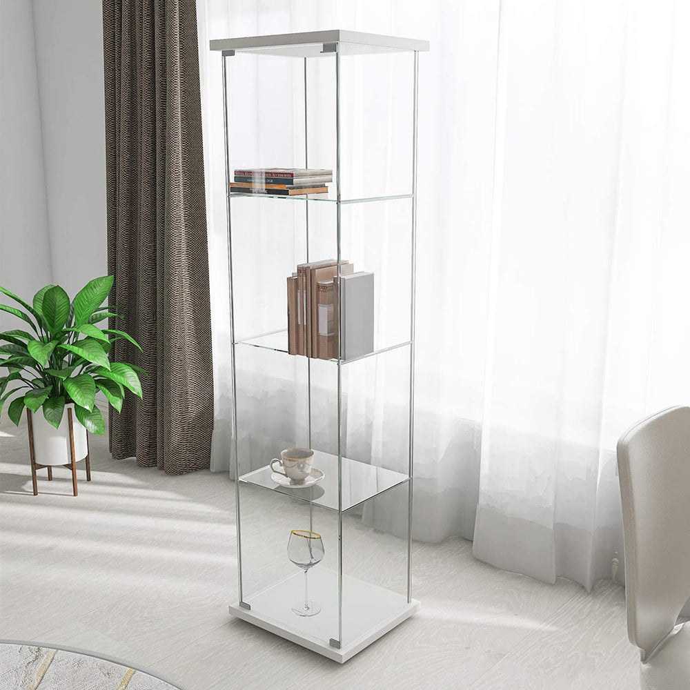 Glass Display Cabinet with 4 Shelves