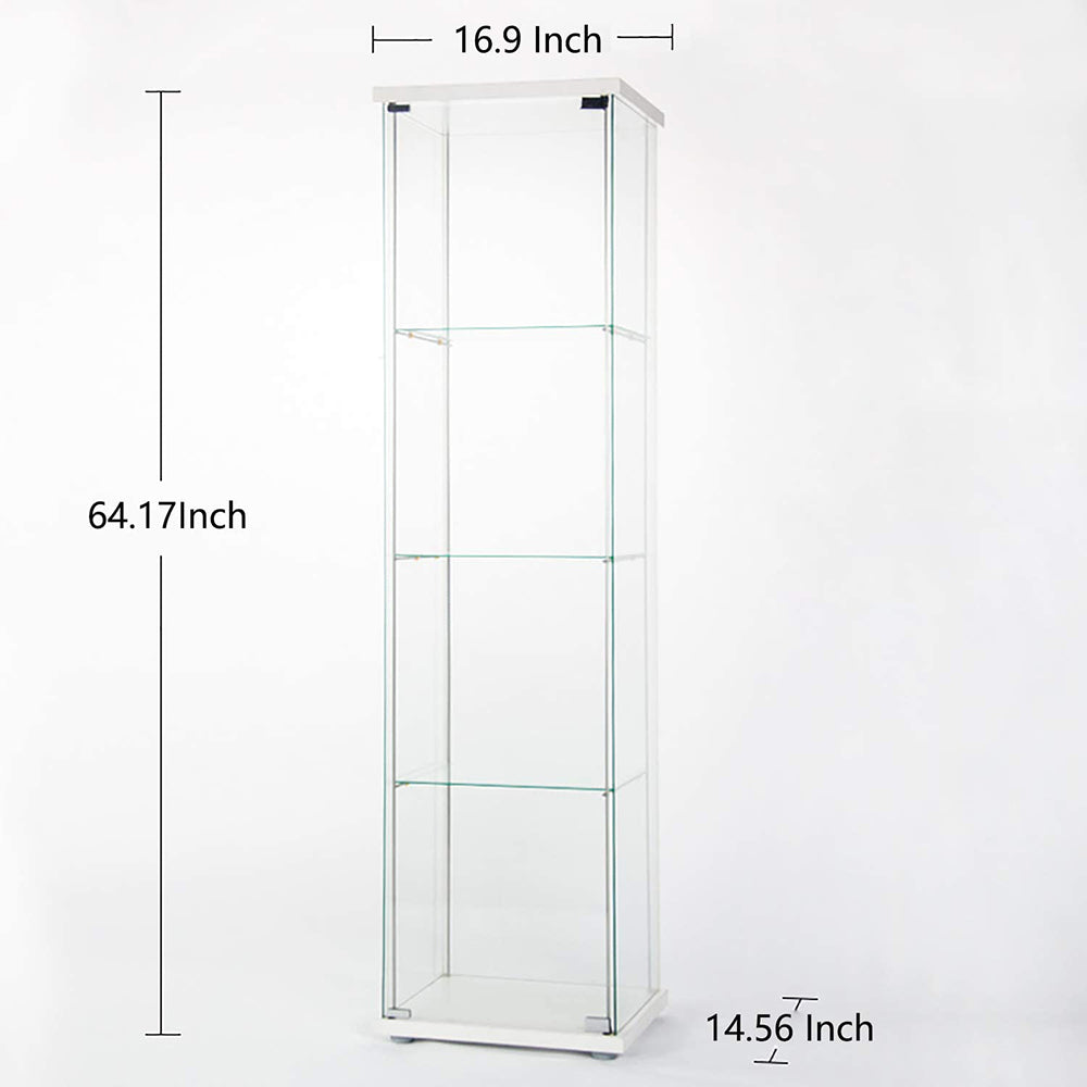 Glass Display Cabinet with 4 Shelves