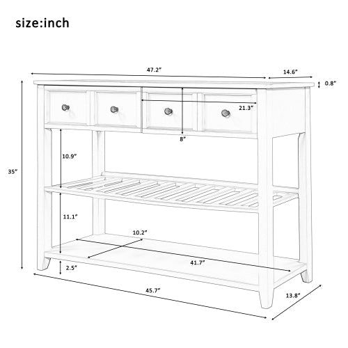 48 Inches Solid Wood Console Table, Green