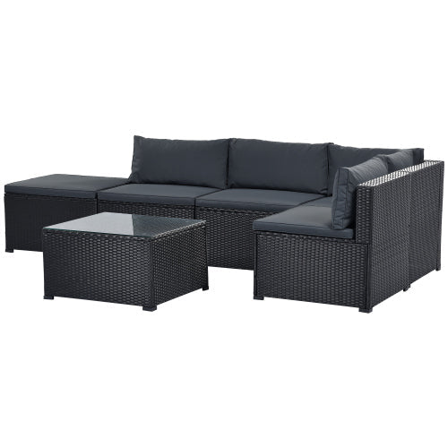 6pcs Outdoor Patio Rattan Sectional Sofa Furniture Set